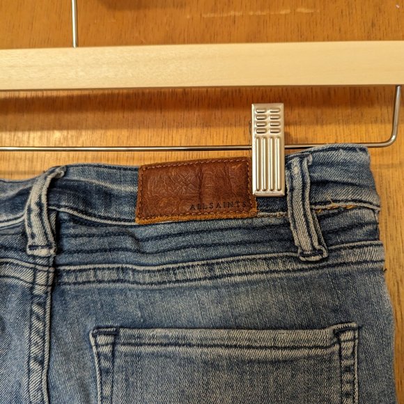 Allsaints BIKER cropped Jeans 26x26 Distressed light wash blue Denim - Picture 6 of 9